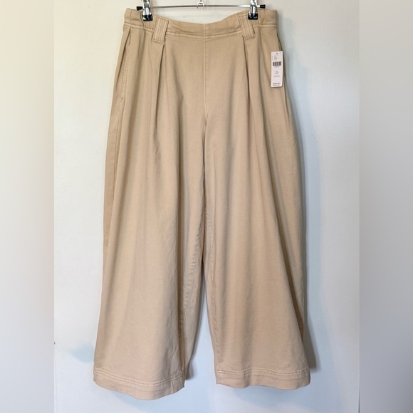 Pilcro Anthro Khaki Relaxed Wide-Leg Pull On Barrel Pants Trousers NWT- Size SP - Picture 2 of 8